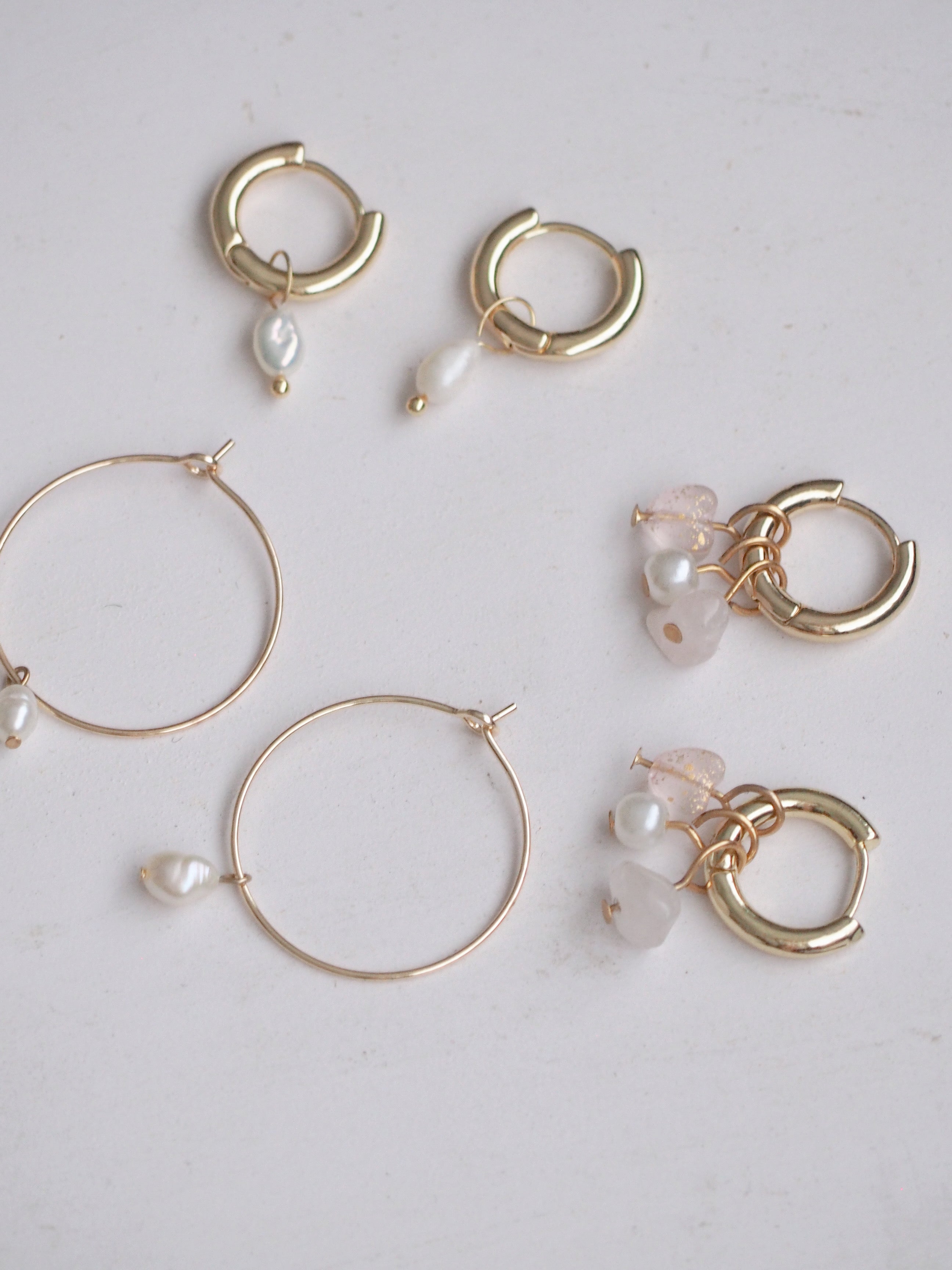 Simone Petite Pearl Hoops, 18k gold-plated