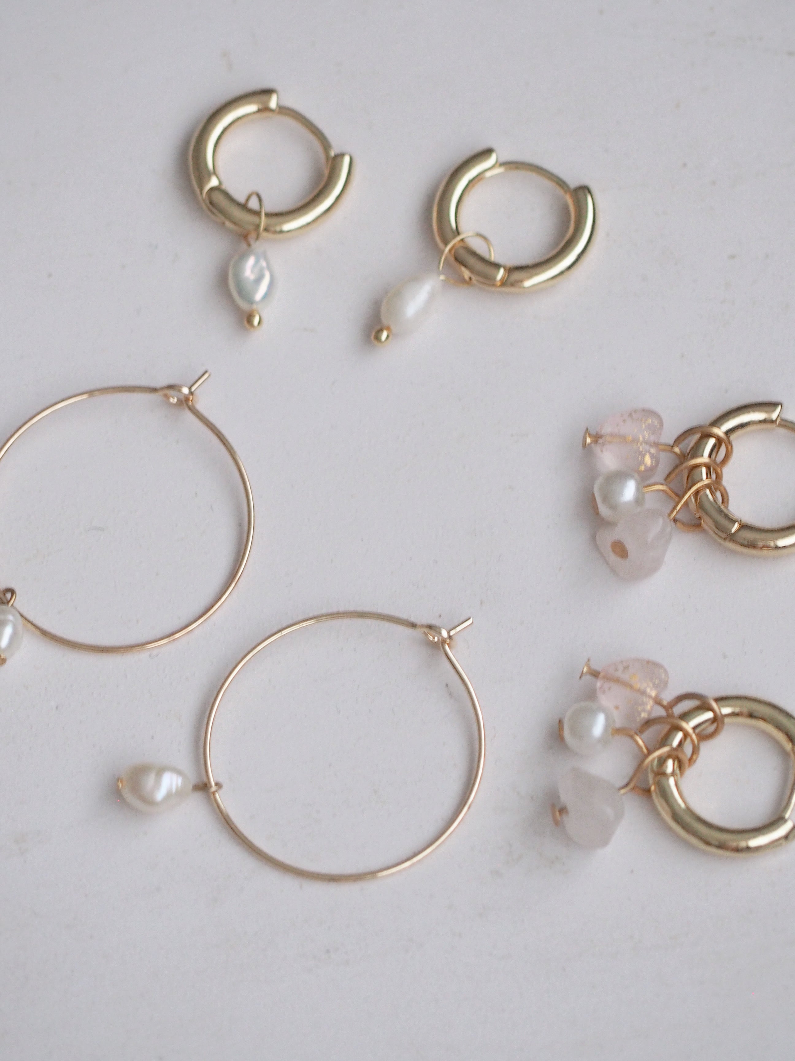 Simone Petite Pearl Hoops, 18k gold-plated