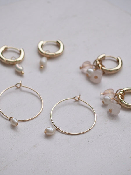 Simone Petite Pearl Hoops, 18k gold-plated