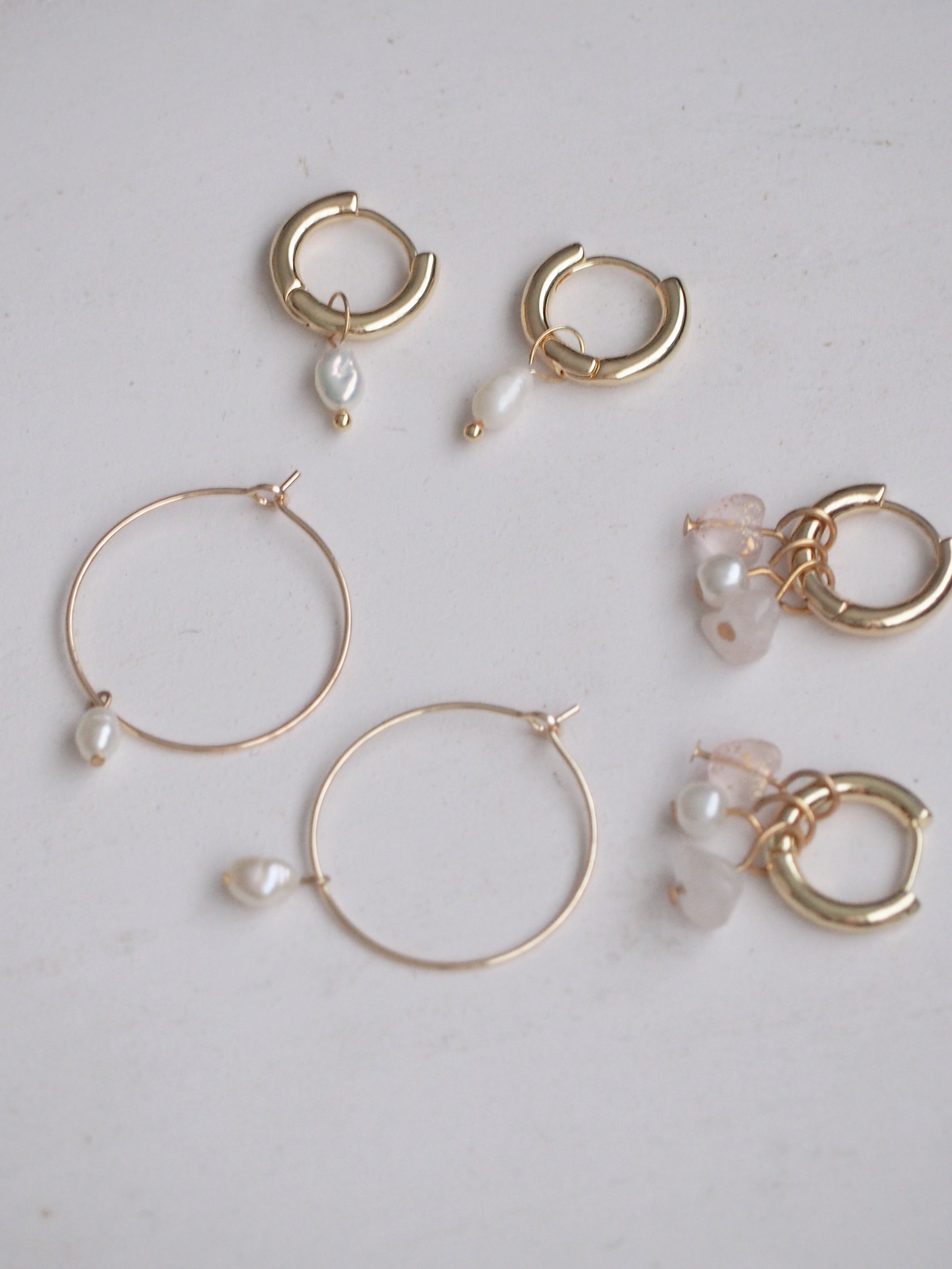 Simone Petite Pearl Hoops, 18k gold-plated