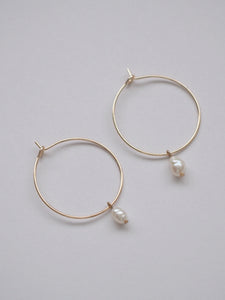 Simone Petite Pearl Hoops, 18k gold-plated