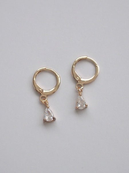 Atlas Drop Gem Diamond Huggies, 24k gold - plated - forth co - earrings