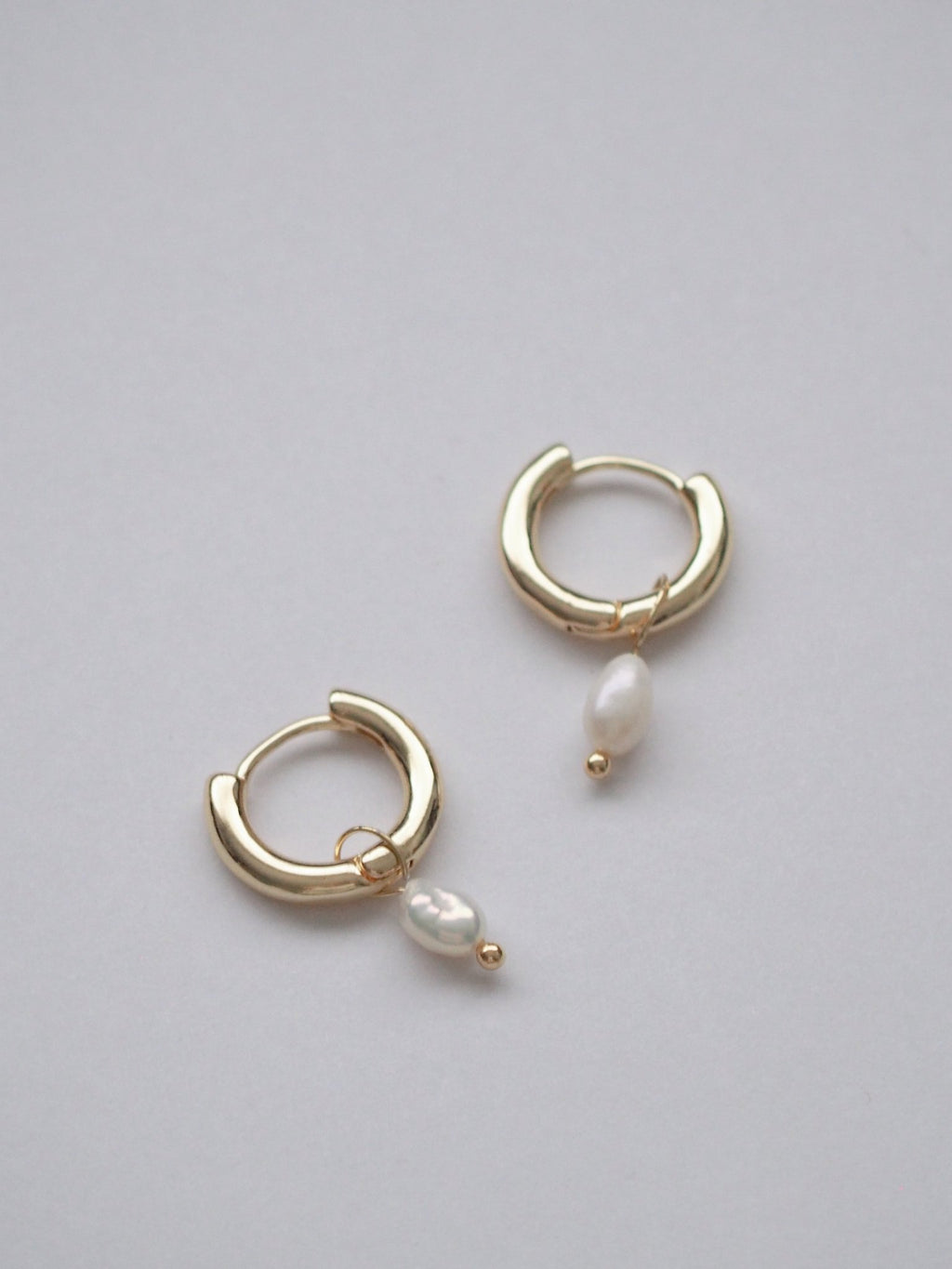 Scarlett Drop Petite Pearl Huggies, 14k gold - plated - forth co - earrings